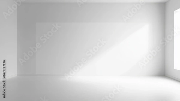 Fototapeta Minimalist white PowerPoint background with soft radial gradient and matte texture, corporate presentation design