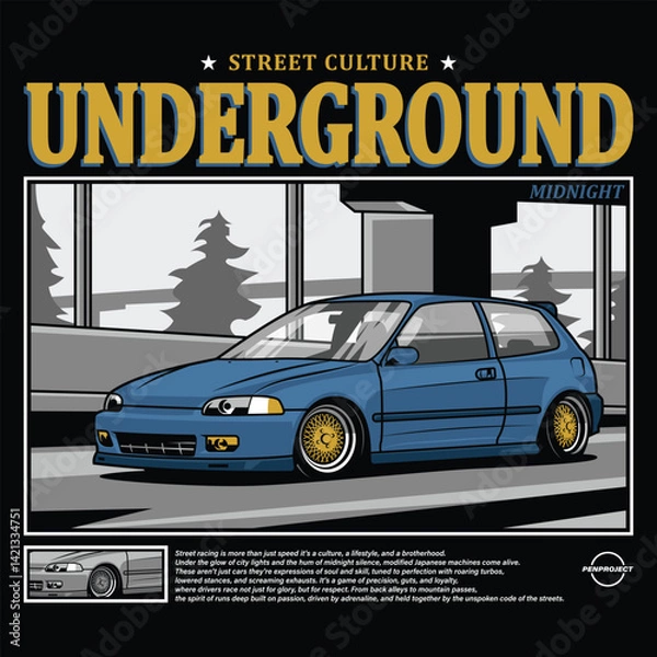 Fototapeta car design illustration, underground street culture