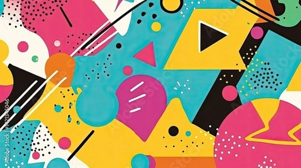 Fototapeta Vibrant Abstract Geometric Artwork: A Colorful Symphony of Shapes and Patterns