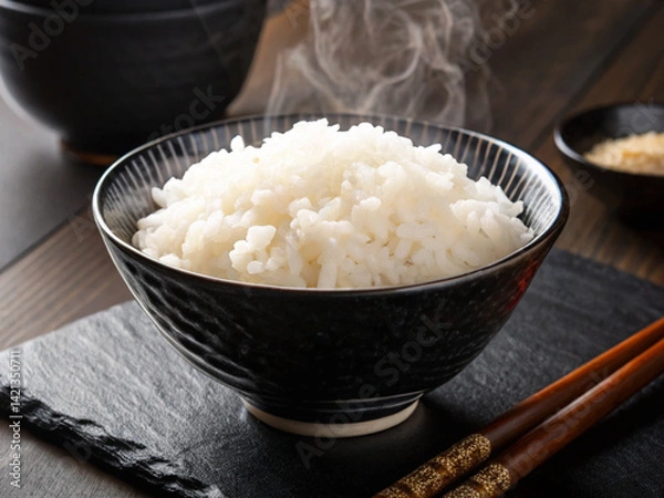 Fototapeta 白米のイメージ、茶碗に盛られたご飯