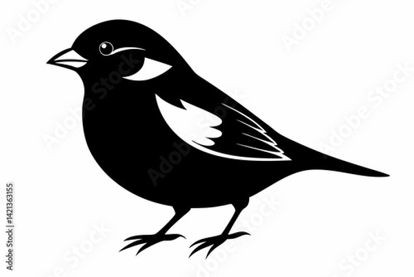 Fototapeta sparrow silhouette line art vector illustration with a white background