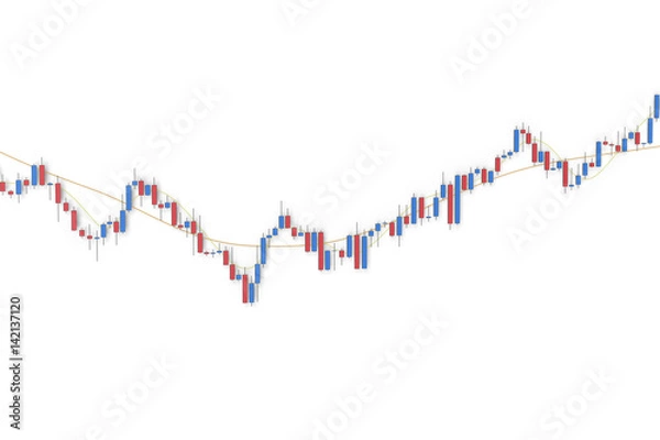 Fototapeta Stock market chart with trend lines 3D rendering isolated on white