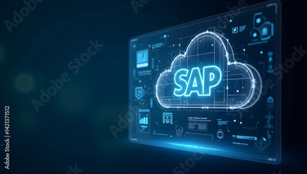 Obraz Futuristic sap cloud interface a sleek, futuristic...