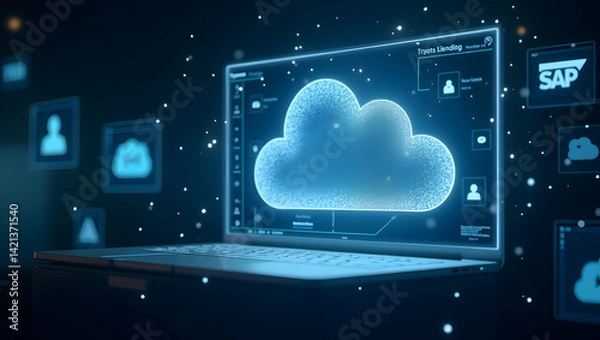 Fototapeta Futuristic sap cloud interface a sleek, futuristic...