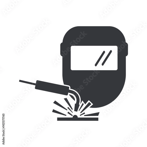 Fototapeta Isolated welding mask and goggles with electric sparks, symbolizing the precision, strength, and craftsmanship of construction and engineering welder