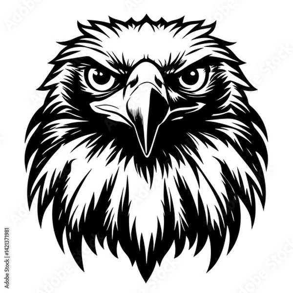Obraz Powerful Eagle Face Vector Illustration