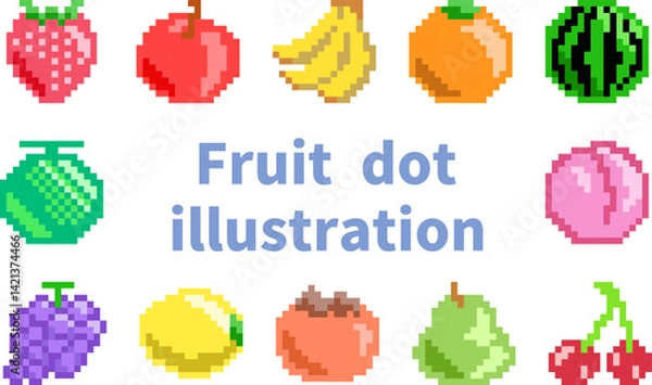 Obraz ドットで表現されたフルーツのイラストセット