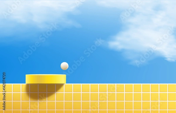 Fototapeta 3d rendering, Minimal stage for product display present background, vector illustration.