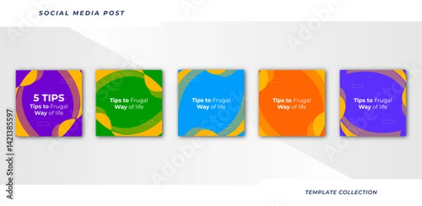 Fototapeta Tips for social media business marketing text here, tutorial, tips, post banner layout template background design element,	