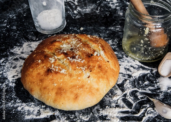 Obraz Freshly baked traditional white bread.