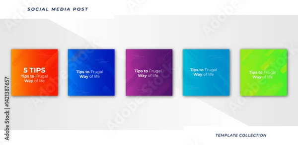 Fototapeta Tips for social media business marketing text here, colorful, tutorial, tips, post banner layout template background design element,