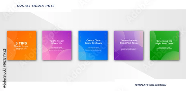 Fototapeta Tips for social media business marketing text here, colorful, tutorial, tips, post banner layout template background design element,