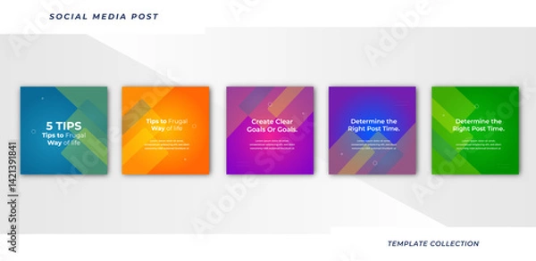 Fototapeta Tips for social media business marketing text here, colorful, tutorial, tips, post banner layout template background design element,