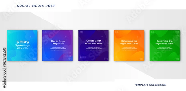 Fototapeta Tips for social media business marketing text here, colorful, tutorial, tips, post banner layout template background design element,