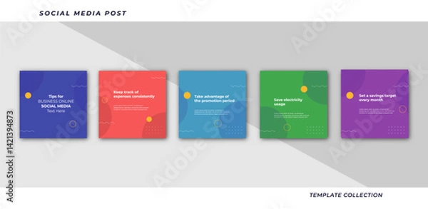 Fototapeta Tips for social media business marketing text here, colorful, tutorial, tips, post banner layout template background design element,