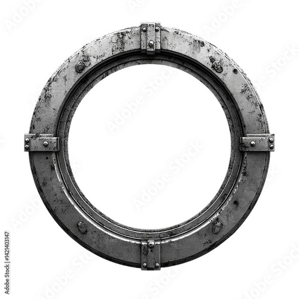 Obraz A Rusty Metal Porthole: A Circular Window Frame
