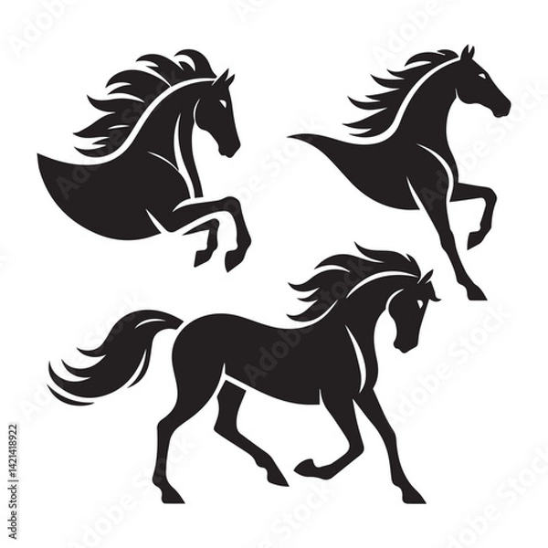 Fototapeta create simple black Horse Silhouette Vector with white background
