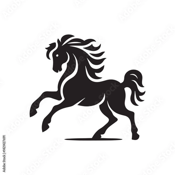 Fototapeta create simple black Horse Silhouette Vector with white background	
