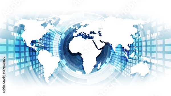 Obraz Abstract technology background with world map. Vector illustration. Clip-art