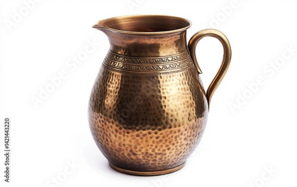 Fototapeta Simple Brass Water Pitcher for Sikh Rituals Isolated on white background.
