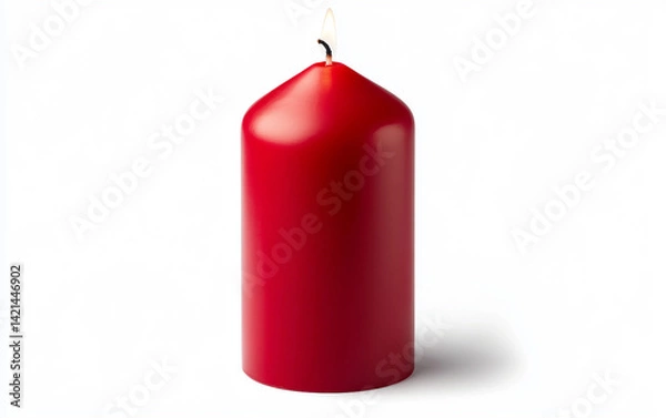 Fototapeta Softly Flickering Red Advent Candle Isolated on white background.