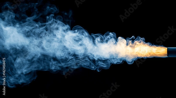 Fototapeta Explosive firearm action dark background photography smoke effects close-up dynamic visuals