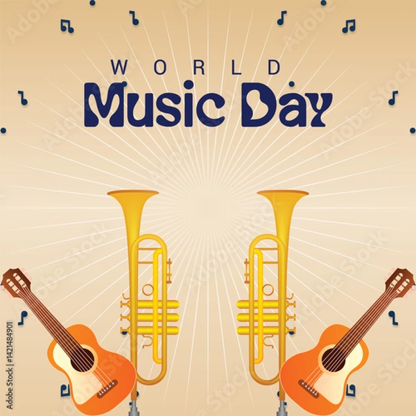 Obraz World music day post template and banner, World music day template, World music day 2025, World music day editable file