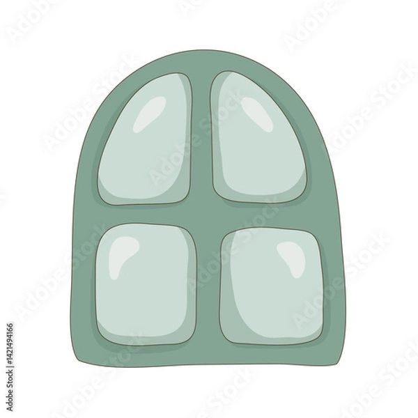 Fototapeta Cartoon window. Building exterior element. Architectural element. Houses and buildings. Vector illustration in flat cartoon style.