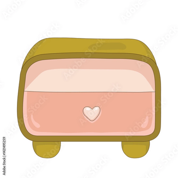 Fototapeta Cabinet with shelves in cartoon style. Shelf, bookcase, bathroom cabinet. Isolated on white background. Decor for storage. Illustrations for a furniture store. hand drawn. Vector illustration.