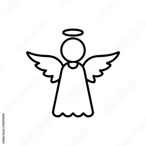 Obraz Angel topper outline in a simple design for Christmas decor  