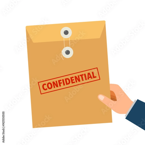 Fototapeta Businessman hand holding confidential documents. Top secret folder.