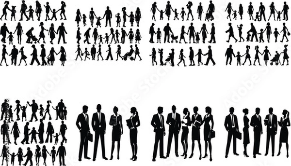 Fototapeta People Vector Silhoette Bundle Set Collection