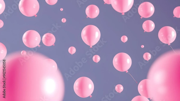 Fototapeta Abstract 3D render of floating pink balloons that collide with each other Generative AI