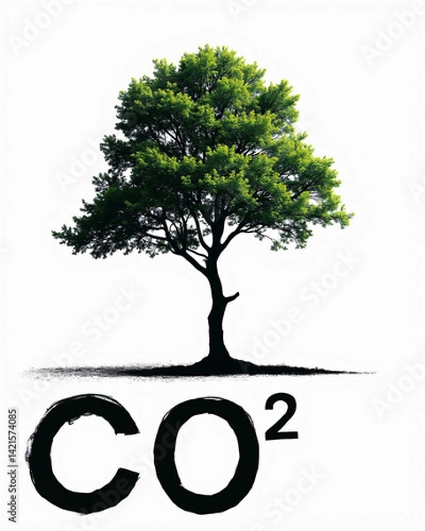 Fototapeta Tree Symbolizing Carbon Dioxide Emissions Reduction and Environmental Awareness