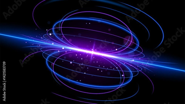 Obraz Amazing Magnetic Field Light Effect with Sparks, Vector Illustration