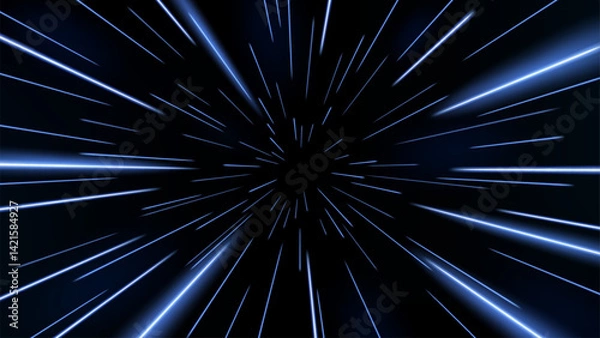 Obraz Blue Rays Zoom in Motion Effect, Speed Light Color Trails, Vector Illustration