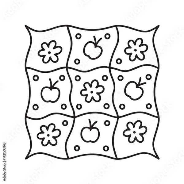 Fototapeta Comfy Patterns Coloring Pages for Adults and Kids, Bold and Easy Coloring Page, Simple and Big Designs, Line Art Victor Illustration, Black and White