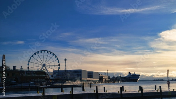 Fototapeta スカイウィールヘルシンキの朝やけ