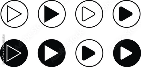 Fototapeta media symbol for apps and websites. Play button icon, Start button icon, Music player play icon,Start symbol vector illustration isolated background.