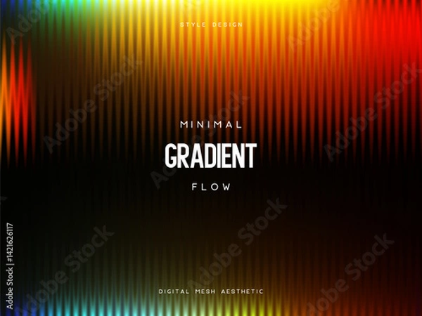 Fototapeta 3d glassmorphism glass with iridescent colors on the black. Abstract gradient background. Corrugated trendy texture. Vector illustration.