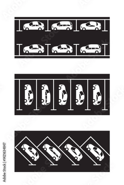 Obraz Parallel angle and perpendicular car parking  – vector illustration