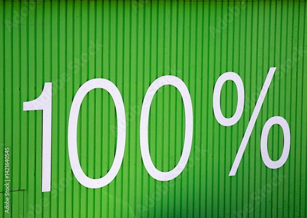 Obraz Hundred Percent text on Green Corrugated Background
