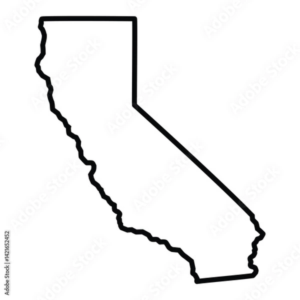 Fototapeta California State Outline Vector Map