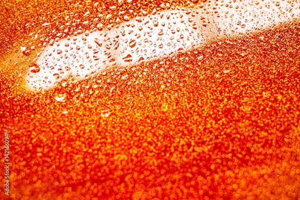 Fototapeta background texture for background bright orange, yellow, sunny color, peach color with shimmering elements and flowing drops on glass, beautiful bright background with overflows and gradient