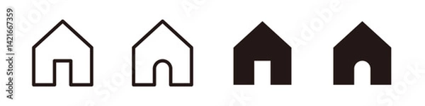 Fototapeta Simple home icon set. Line and solid style.