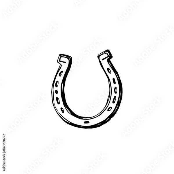 Fototapeta Horseshoe outline symbolizing luck in black and white  