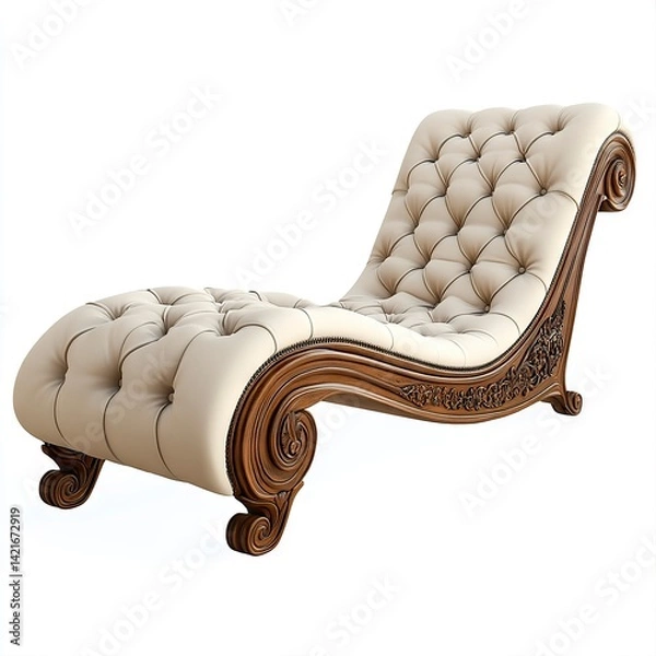 Fototapeta Photo of Chaise lounge Isolated on white background, high quality, 4k, super realistic, m.khan12345, highly detailed, --v 6.1 Job ID: 6c7fe0b3-232c-4e42-8f34-673a3013c1ab