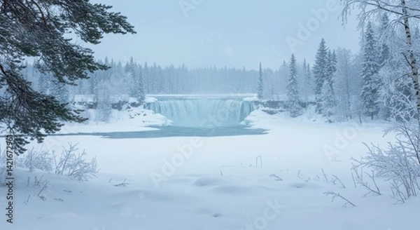 Fototapeta winter landscape with trees and snow