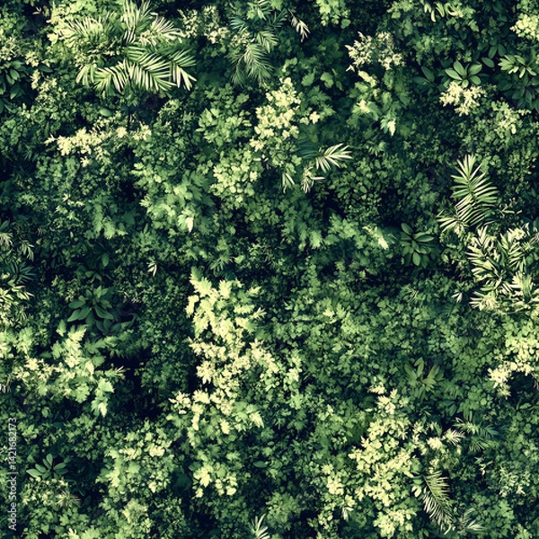 Obraz Seamless Tropical Forest Foliage – Overhead Jungle Canopy Texture