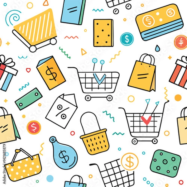 Fototapeta Colorful Shopping Pattern